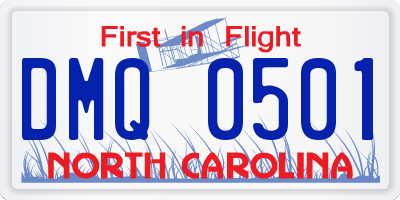 NC license plate DMQ0501