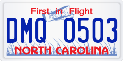 NC license plate DMQ0503