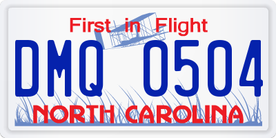 NC license plate DMQ0504