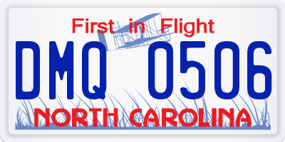 NC license plate DMQ0506