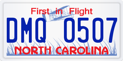 NC license plate DMQ0507