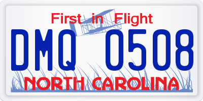 NC license plate DMQ0508