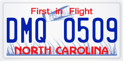 NC license plate DMQ0509