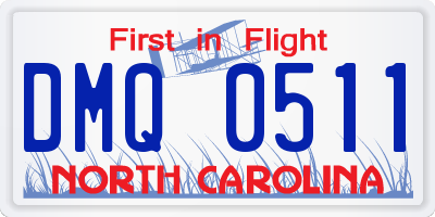 NC license plate DMQ0511