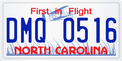 NC license plate DMQ0516