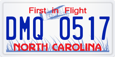 NC license plate DMQ0517