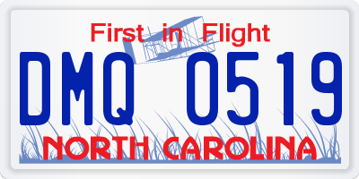 NC license plate DMQ0519