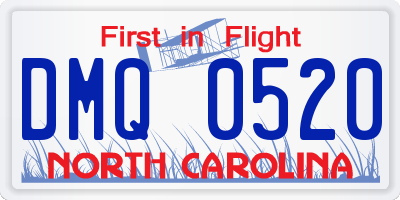 NC license plate DMQ0520