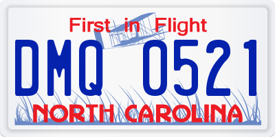 NC license plate DMQ0521