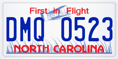 NC license plate DMQ0523