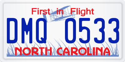 NC license plate DMQ0533