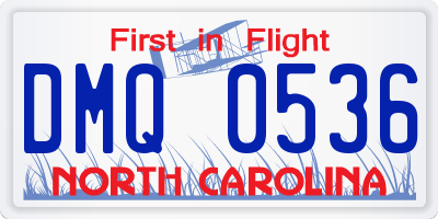 NC license plate DMQ0536