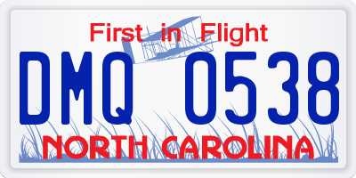 NC license plate DMQ0538