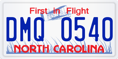 NC license plate DMQ0540