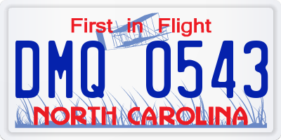 NC license plate DMQ0543