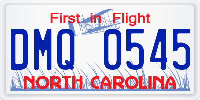 NC license plate DMQ0545