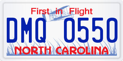 NC license plate DMQ0550