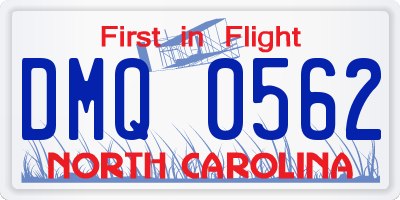 NC license plate DMQ0562