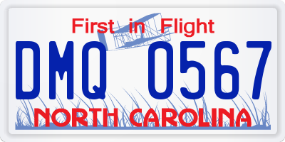 NC license plate DMQ0567