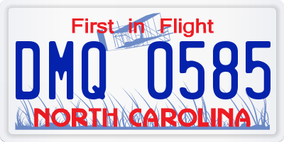 NC license plate DMQ0585