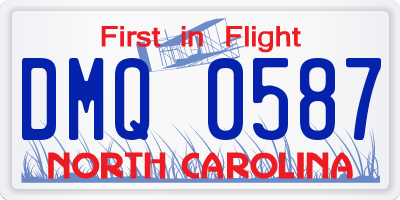 NC license plate DMQ0587