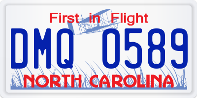 NC license plate DMQ0589