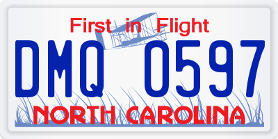 NC license plate DMQ0597