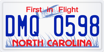 NC license plate DMQ0598