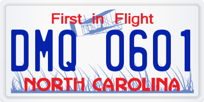 NC license plate DMQ0601