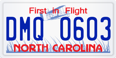 NC license plate DMQ0603