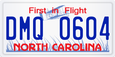 NC license plate DMQ0604