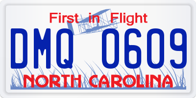 NC license plate DMQ0609