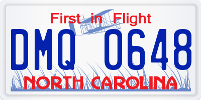 NC license plate DMQ0648