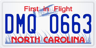 NC license plate DMQ0663