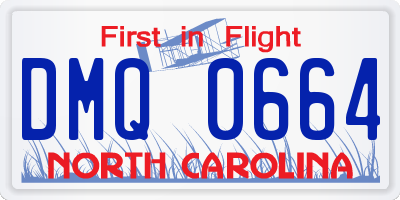 NC license plate DMQ0664