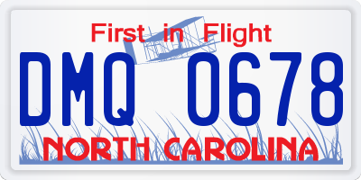 NC license plate DMQ0678