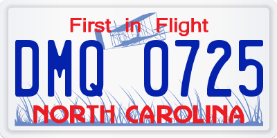 NC license plate DMQ0725
