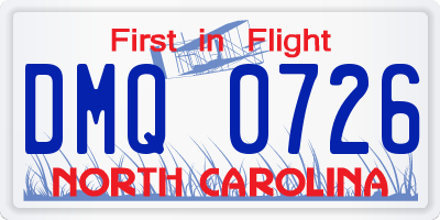 NC license plate DMQ0726