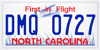NC license plate DMQ0727