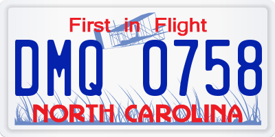 NC license plate DMQ0758