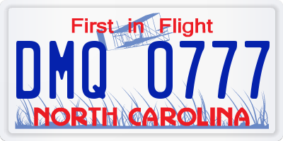 NC license plate DMQ0777