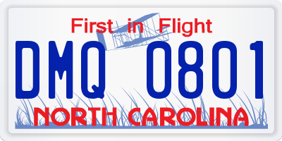 NC license plate DMQ0801