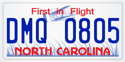 NC license plate DMQ0805
