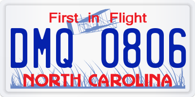 NC license plate DMQ0806