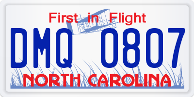 NC license plate DMQ0807