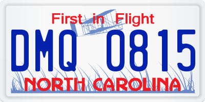 NC license plate DMQ0815