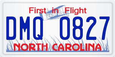 NC license plate DMQ0827