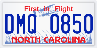 NC license plate DMQ0850