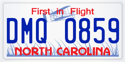 NC license plate DMQ0859
