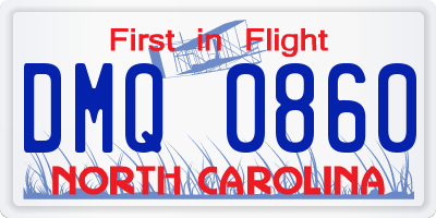 NC license plate DMQ0860